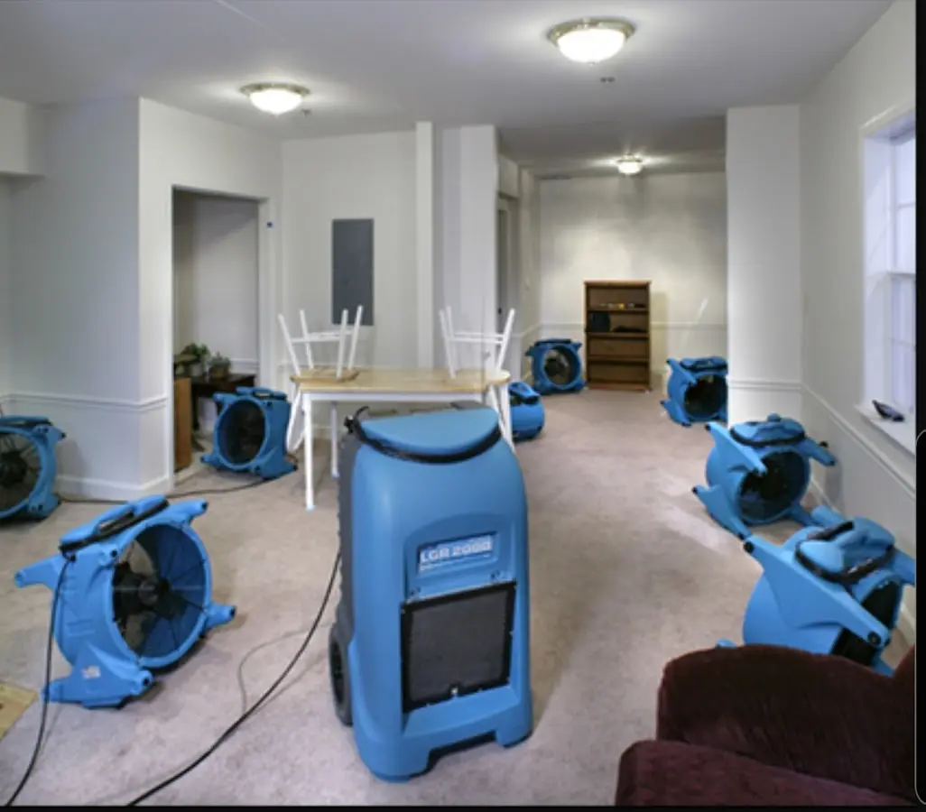 Air movers and dehumidifier setup for Water Extraction & Removal in Wappingers Falls